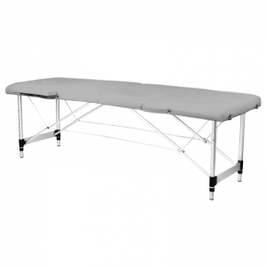 Folding massage table, aluminum, 2-section, gray, comfort (130826)
