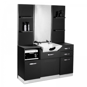 Gabbiano b085 barber console with wash basin black (132990)