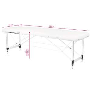 ACTIVESHOP 2-section aluminum folding massage table, comfort, white