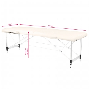 Folding massage table, aluminum comfort, 2-section cream (126960)