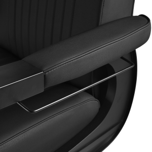 Gabbiano Levi barber chair with black frame black without stitching at the back (154190)