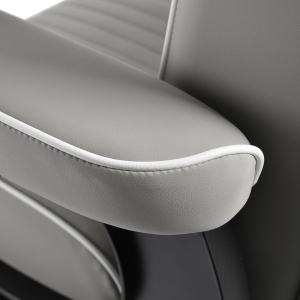 Gabbiano Levi barber chair with black frame gray with stitching at the back (155574)