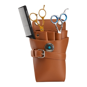 HOLSTER BELT FOR HAIR SCISSORS T14 BROWN (143633)