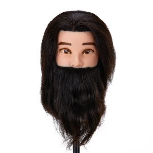 Gabbiano WZ4 training head with beard, natural hair, color 1#, length 8"+6" (148407)