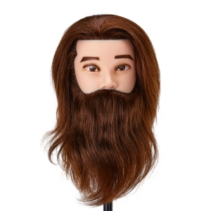 Gabbiano WZ4 training head with beard, natural hair, color 4#, length 8"+6" (148408)