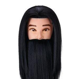 Gabbiano WZ4 training head with beard, synthetic hair, color 1#, length 8"+6" (148409)