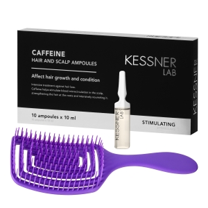 Set Flexible Hair Brush O-327 purple and Kessner Lab Caffeine Ampoules   (152155)