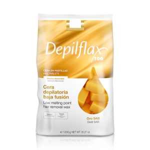 Depilflax 100 flexible wax for hair removal with low melting point Oro 5AB gold 1000 g (155507)