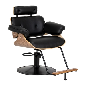 ACTIVESHOP Hairdressing chair Gabbiano Florencja in black and walnut with a black base (155651)