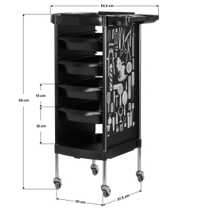 GABBIANO HAIRDRESSER TROLLEY X11-9 BLACK GRAPHICS (142964)