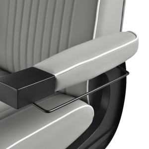 Gabbiano Levi barber chair with black frame gray with stitching at the back (155574)