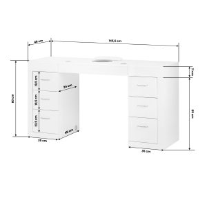 Cosmetic desk 324 with cassette dust absorber white (150940)