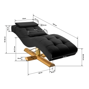 Sillon Corona eyelash treatment chair, black with gold base (155740)