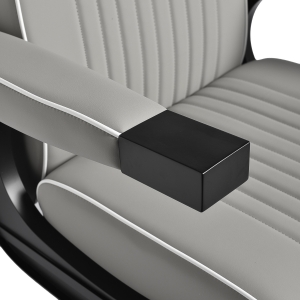 Gabbiano Levi barber chair with black frame gray with stitching at the back (155574)