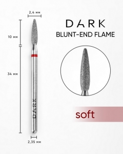 DARK BY RIOR NAIL DRILL BIT SOFT ROUNDED FLAME 2,4x10 RED