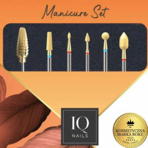 IQ NAILS SET EXPERT GOLD POWER - 6 DRILL BITS FOR HYBRID / GEL / ACRYLIC / SKIN (IQN MANI SET)