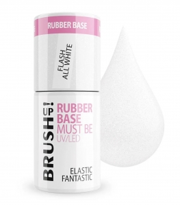 BRUSH UP! HYBRID NAIL BASE RUBBER BASE ELASTIC FANTASTIC FLASH ALL WHITE 5G