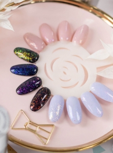 SEMILAC TOP COAT NO WIPE BLINKING VIOLET & ROSE FLAKES UV LED T14 - 7ml