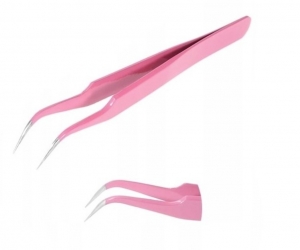 ABA GROUP EYELASH TWEEZERS BENT PINK